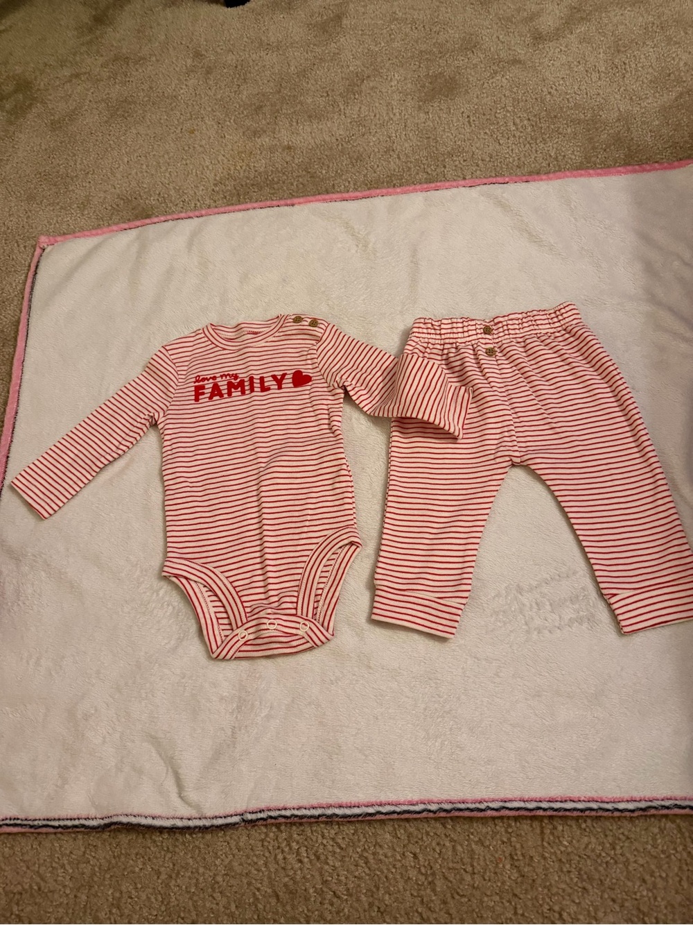 Carter's Red & White Striped Bodysuit and Pants Set